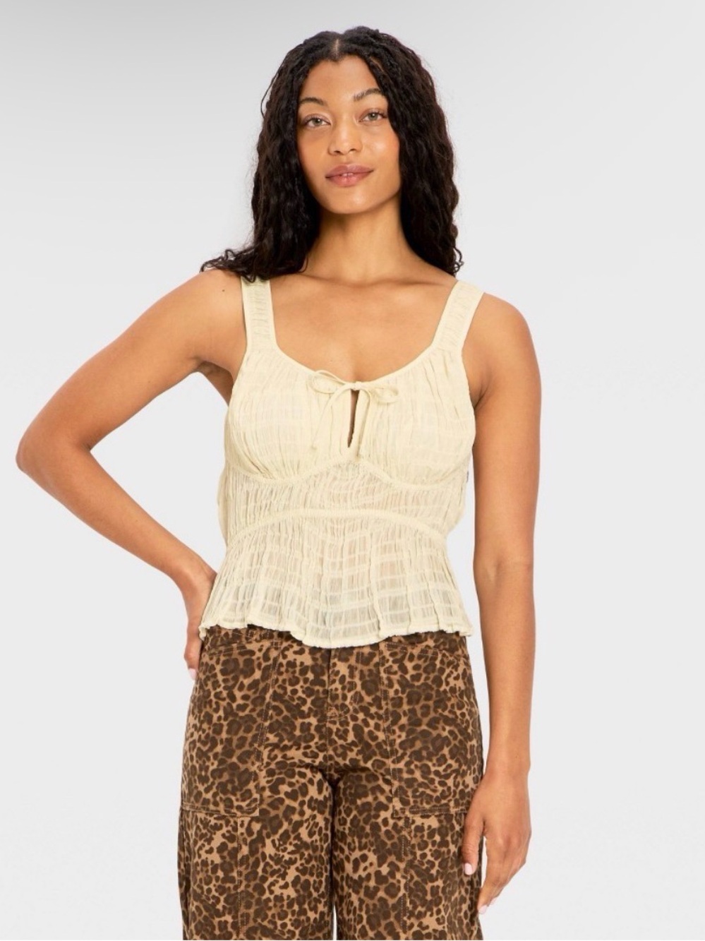 Women's Gathered Corset Top - Future Collective Cream S